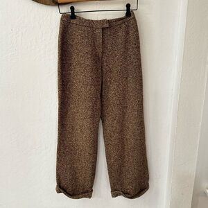 Gerard Darel Ankle Tan Brown Woven Cuff Zip Clasp Closure Trouser Pants 36
